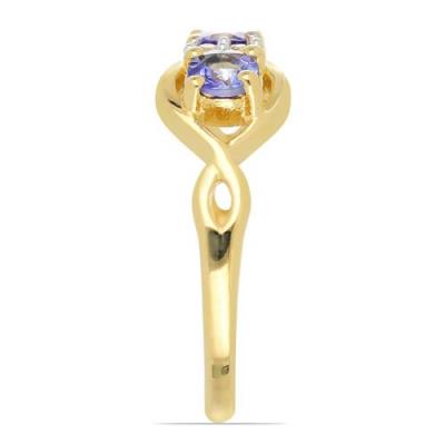 BUY 925 SILVER GOLD PLATED NATURAL TANZANITE GEMSTONE RING